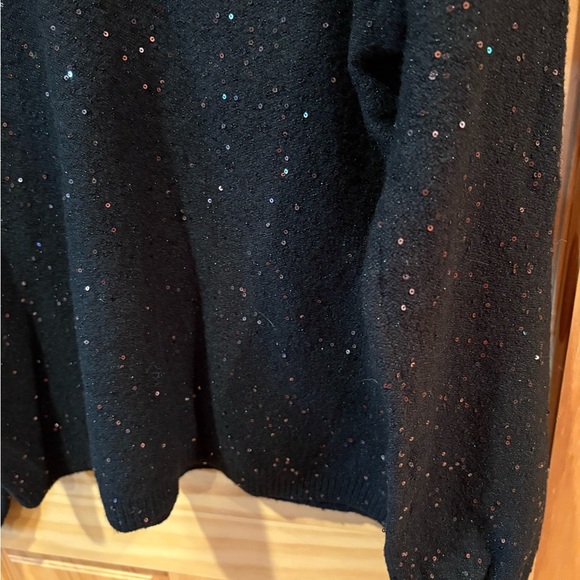 Loft black v-neck sweater with subtle sequin details women’s L NWT - Picture 3 of 9